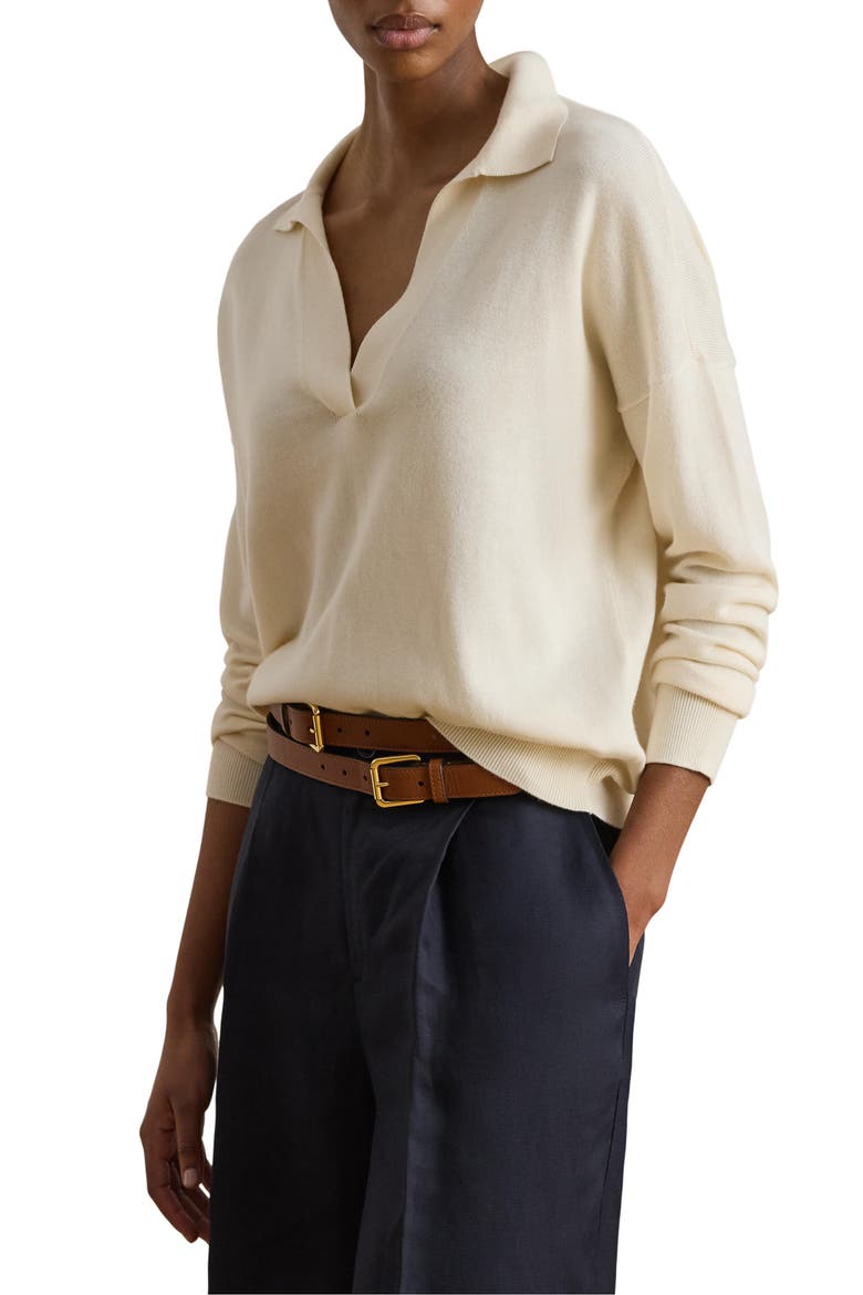Relaxed Fit Cotton &amp;amp; Modal Polo Sweater