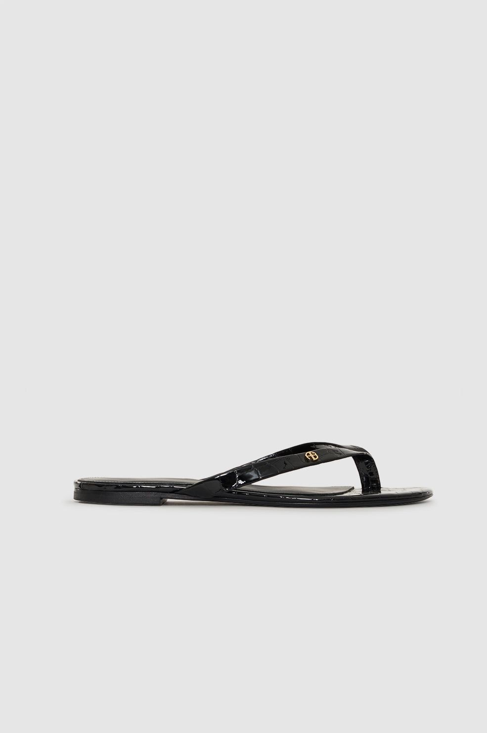 Noelle Thong Sandals - Embossed Black