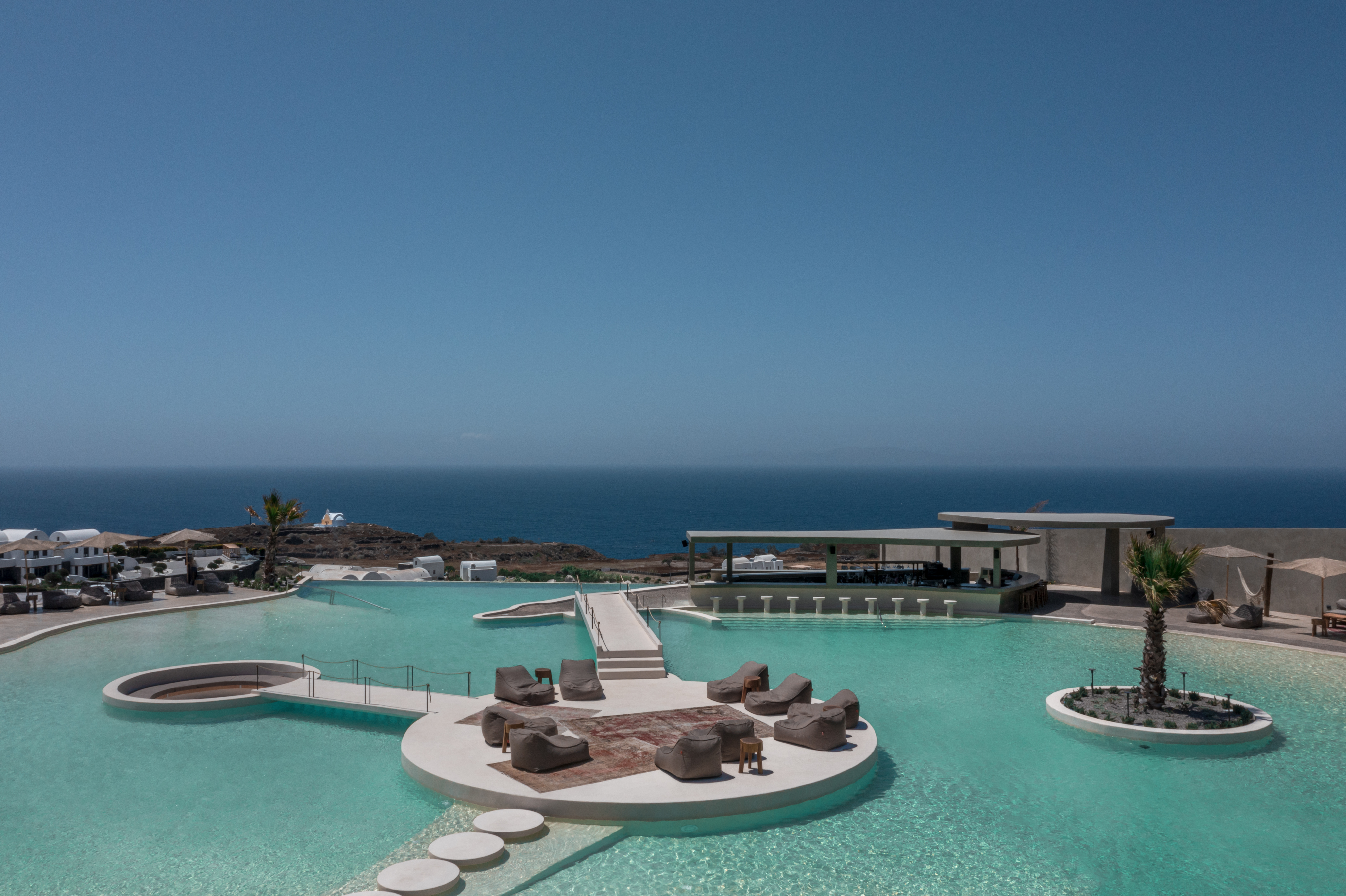 The massive pool at Andronis Arcadia in Santorini, Greece