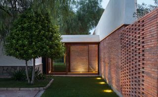 House extension with brick walls and sliding doors