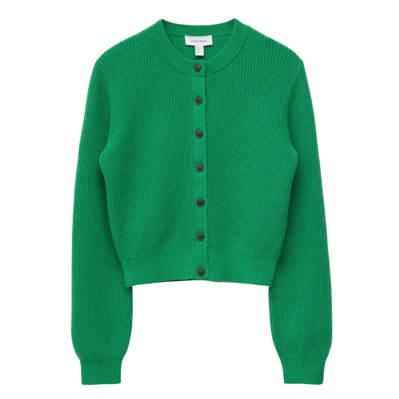 A green rib knit cardigan from &amp;amp;OtherStories