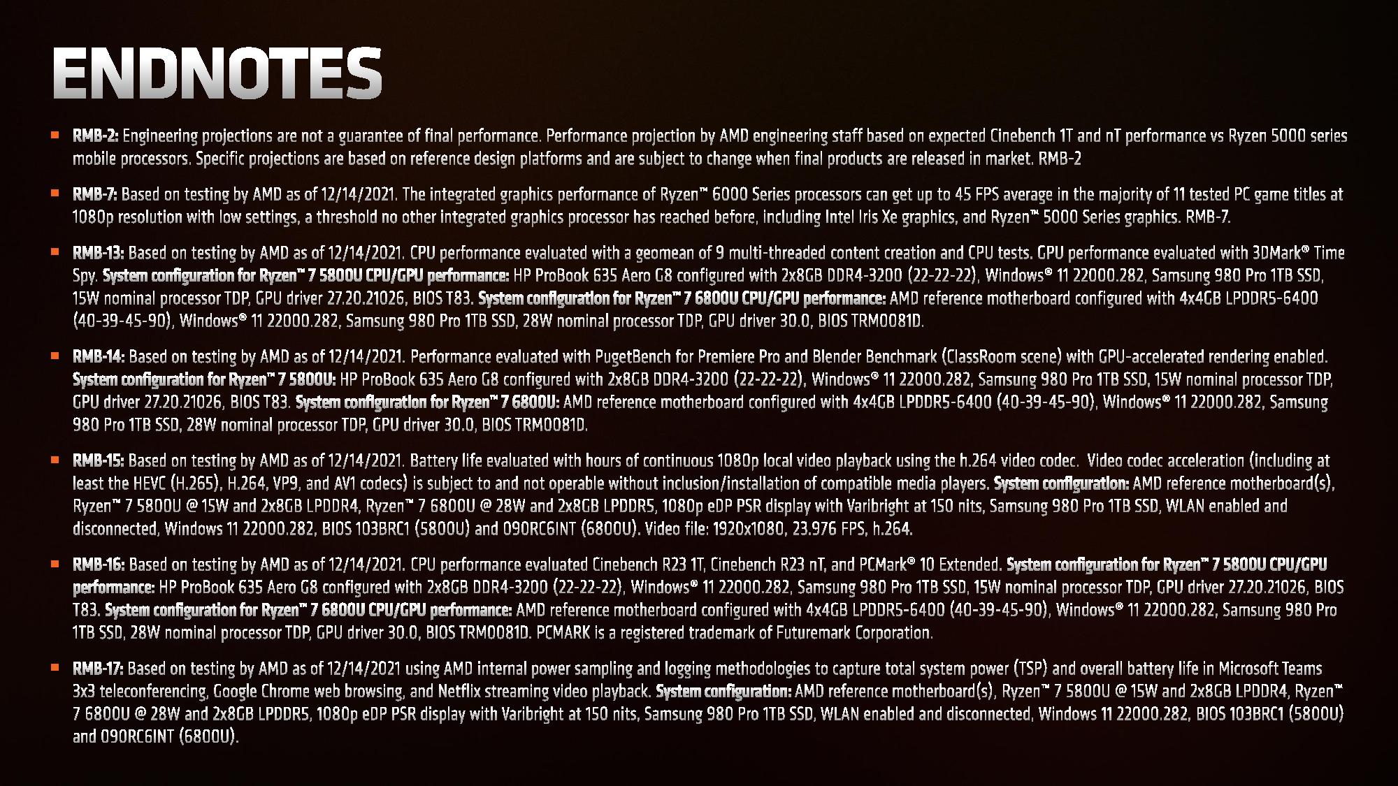 AMD Ryzen 6000 Test Notes Endnotes