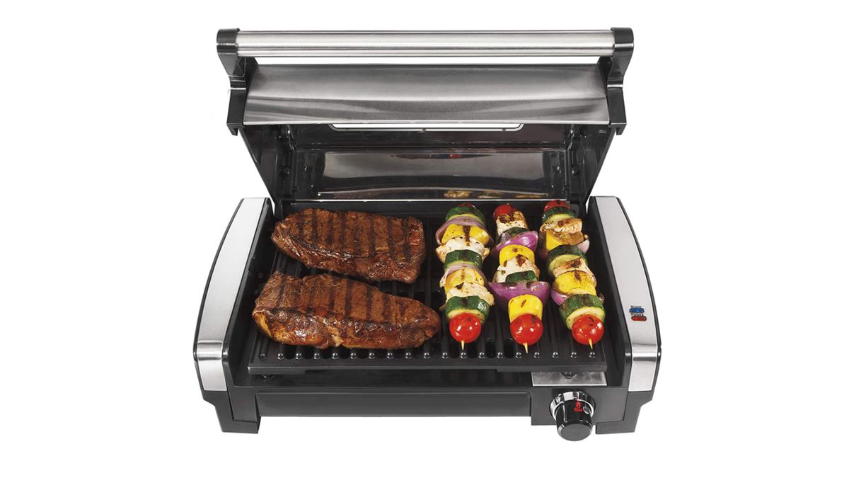 Hamilton Beach Electric Indoor Searing Grill w/ Removable Nonstick Ceramic  Plate