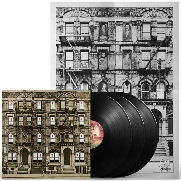 Physical Graffiti packshot with promotional poster