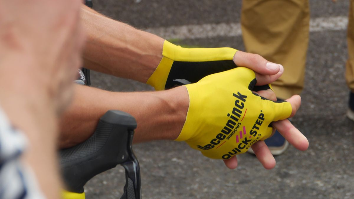 Julian Alaphilippe is seen wearing an array of yellow, to match his maillot jaune.