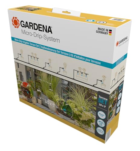 Gardena Micro-Drip-System Drip Irrigation Set Terrace (30 Plants): Starter Set, Ready to Use, Water-Saving Irrigation System, Simple &amp;amp; Flexible Connection Technology (13400-20)