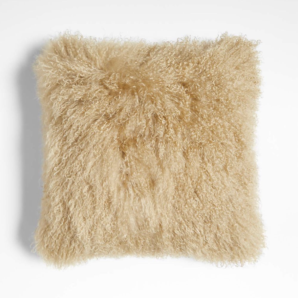 Sheepskin throw pillow cover in cream