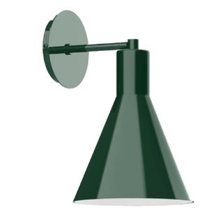 A green outdoor sconce