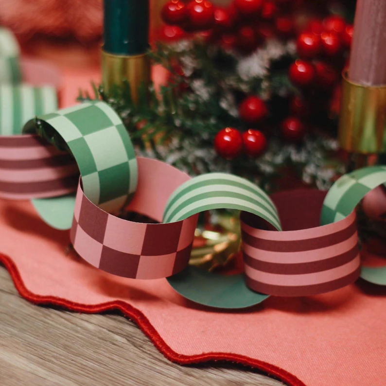 Etsy Tis the Season to be Stripey Christmas Paper Chain