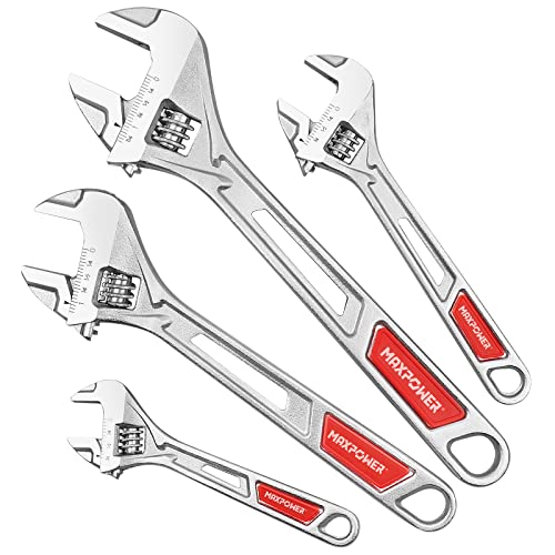 Maxpower 4pcs Adjustable Wrench Set, Adjustable Spanner Set 150mm, 200mm, 250mm & 300mm