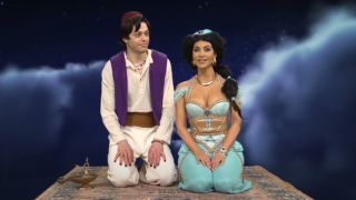 Pete Davidson and Kim Kardashian as Jasmine and Aladdin on Saturday Night Live