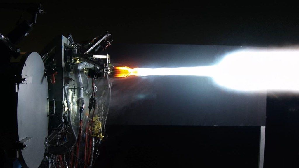 side view image of a test fire of the Nova-C engine.