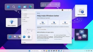 Screenshot collage of new Feedback Hub in Windows 11.