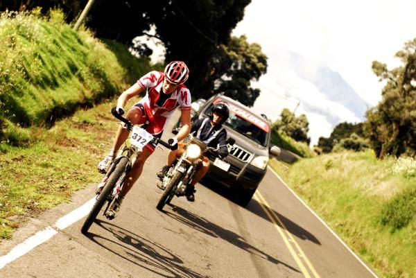 Rom Akerson (Specialized) took advantage of his climbing skills to gain some time on his rivals up the volcano.