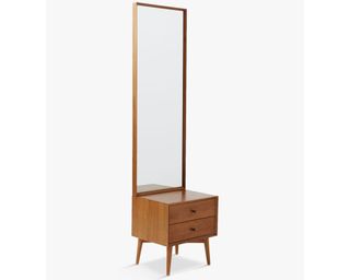 A Mid-Century-inspired console table with attached mirror
