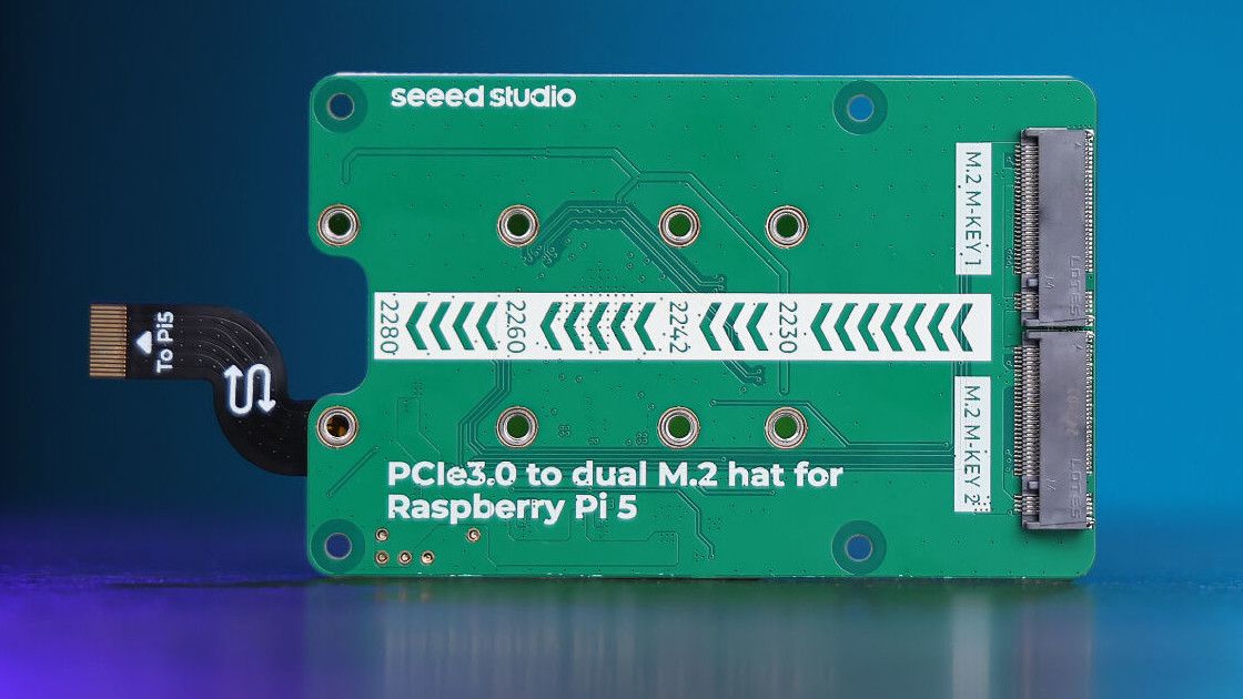 Seeed Studio&#039;s PCIe 3.0-to-M.2 Raspberry Pi 5 HAT