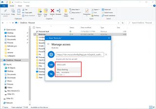 OneDrive stop sharing option