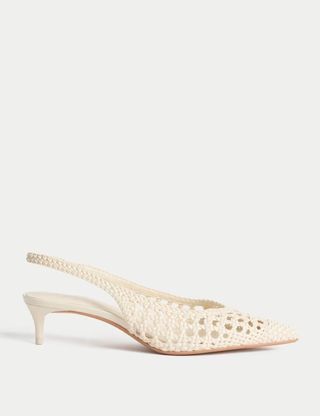 Woven Kitten Heel Slingback Shoes