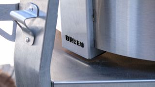 Breeo Live-Fire Grill close up stainless steel detailing