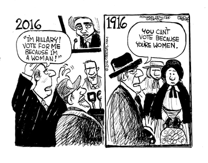 Political Cartoon U.S. Hillary Suffrage