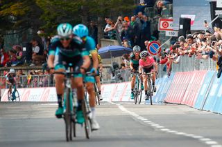 Simon Yates finishes stage 18 at the Giro d'Italia