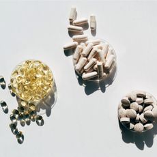 Lions mane gummies and other supplements on a white background