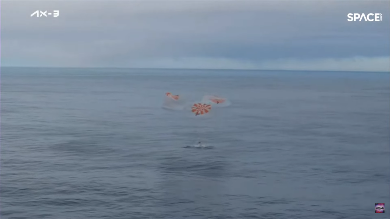 SpaceX Crew Dragon Freedom capsule splashes down in Atlantic Ocean on Feb. 9, 2024.