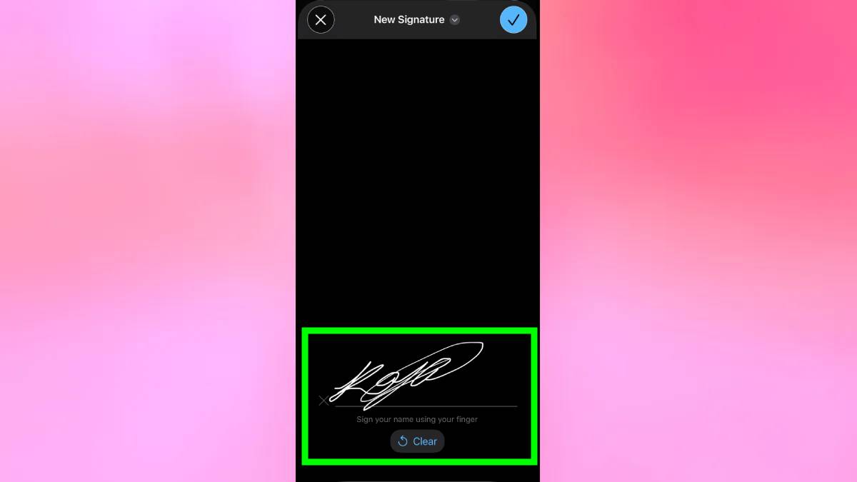 Signature signed on iPhone