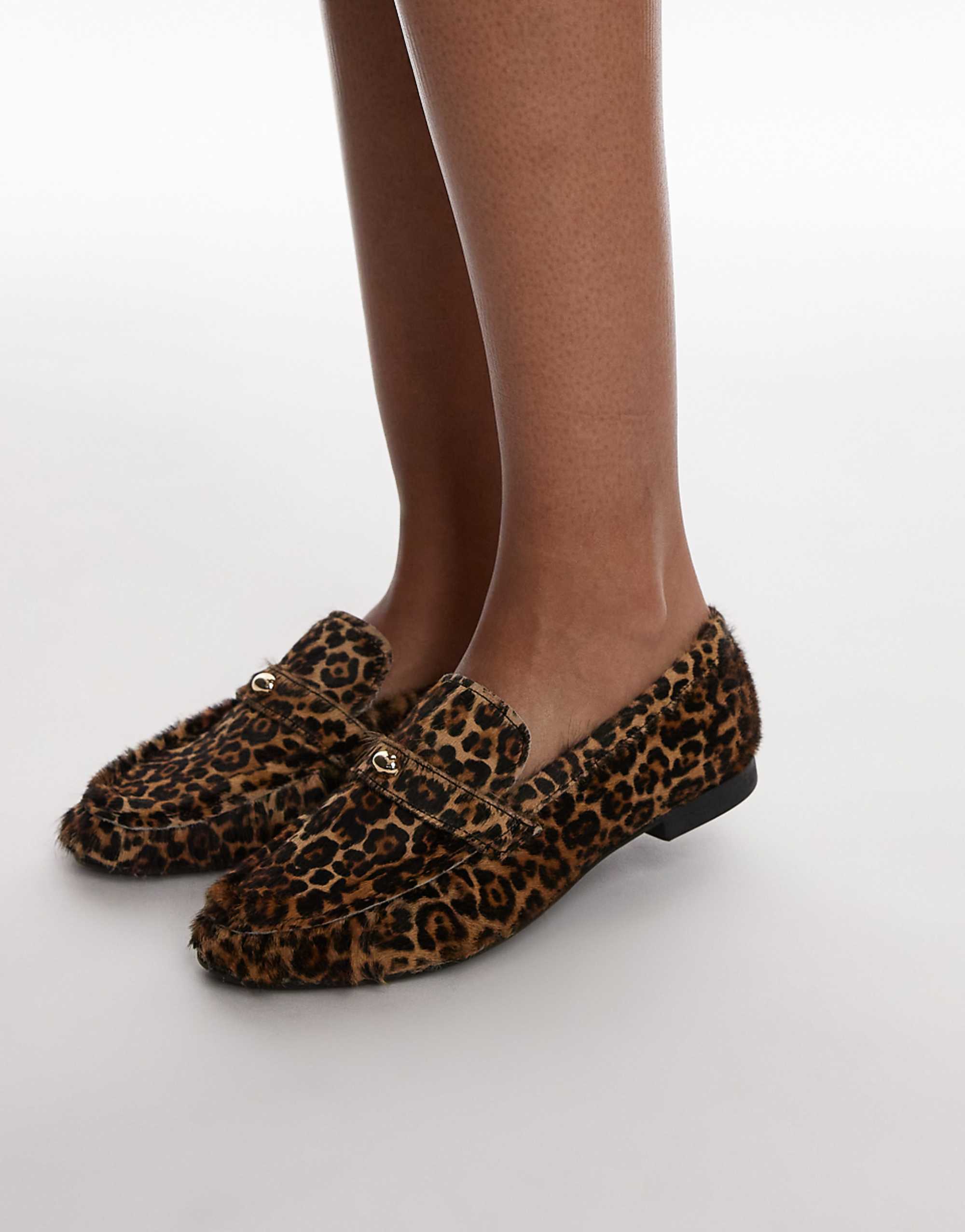& Other Stories Leather Loafers in Textured Leopard With Gold Detail