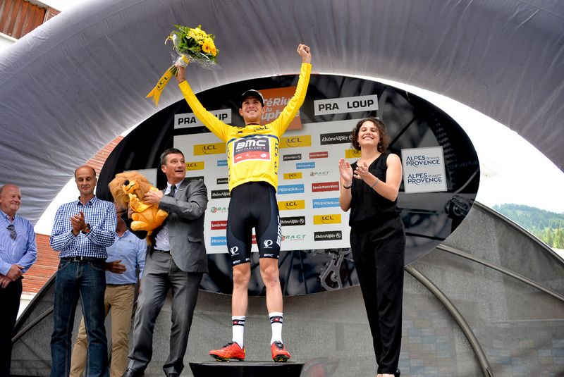 New race leader Tejay van Garderen on the podium