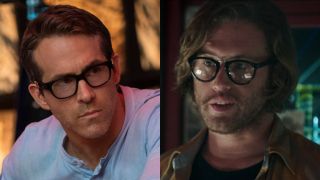 Ryan Reynolds in Free Guy on the left and TJ Miller in Deadpool on the right.
