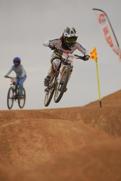 Caroline Buchanan boosts it over a double in the mogul section.