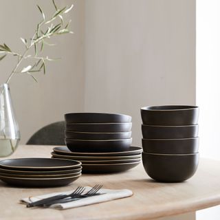 West Elm black bowls stacked