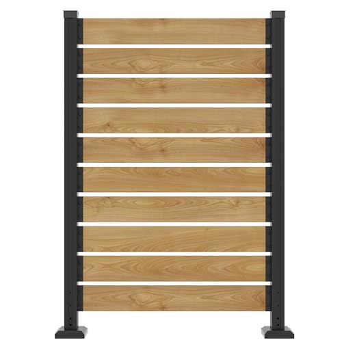 Rnsolkg 60'' H X 40'' W Outdoor Cedar Wood Privacy Screen With Aluminum Posts, Easy Assembly, for Hard Surfaces &amp;amp; Soil, Deck, Patio, Garden, Balcony, Air Conditioner Enclosure, Wood (1 Panel)