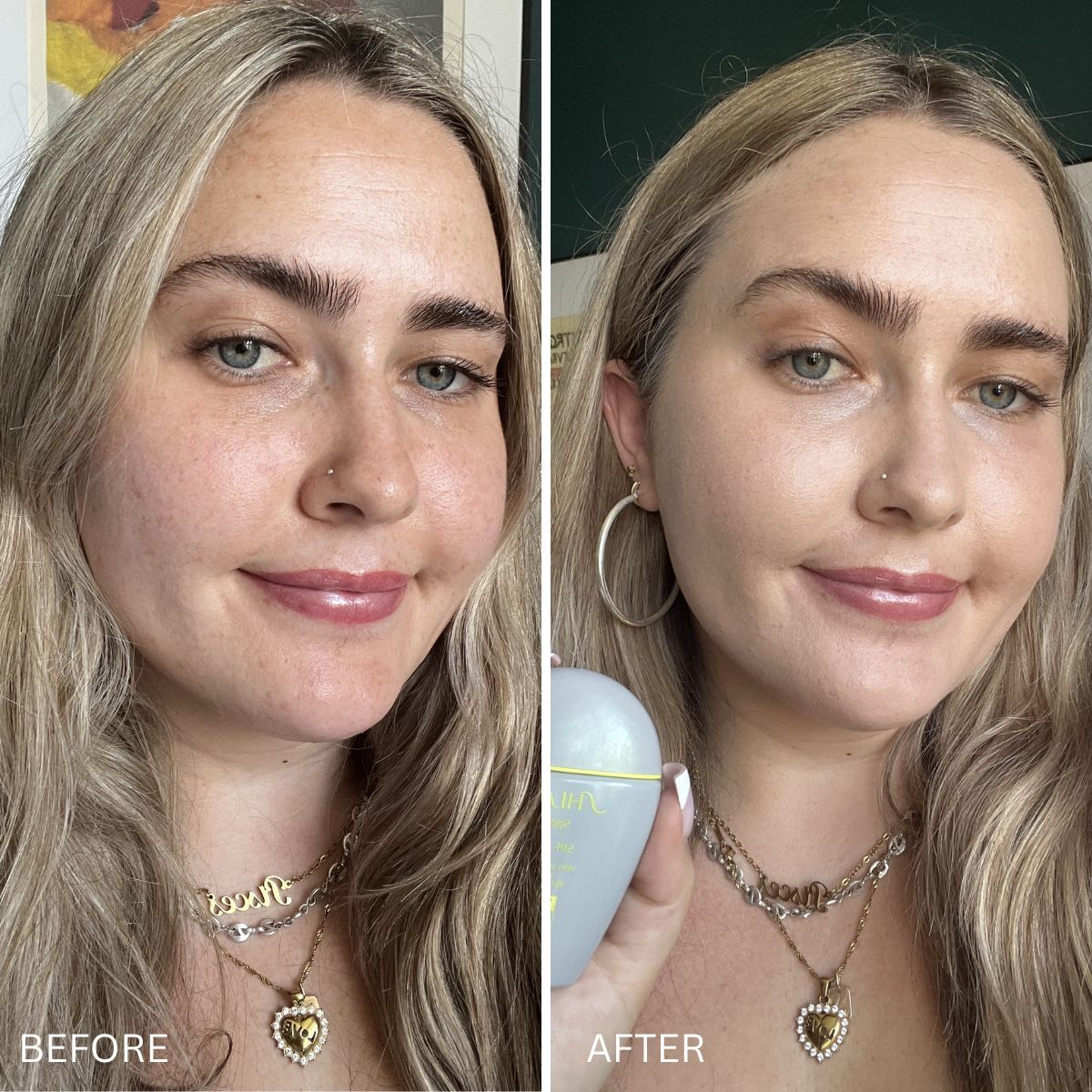 Amelia testing Shiseido BB foundation