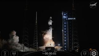 A SpaceX Falcon 9 rocket launches the CRS-33 resupply mission to the International Space Station on Aug. 24, 2025.