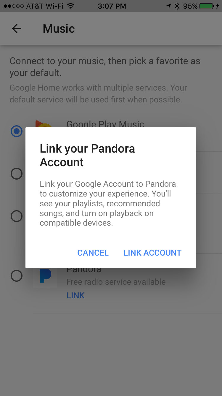 pandora on google home