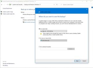 Windows 10 legacy backup option