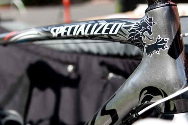 Top tube detail on Andy Schleck's new ride.