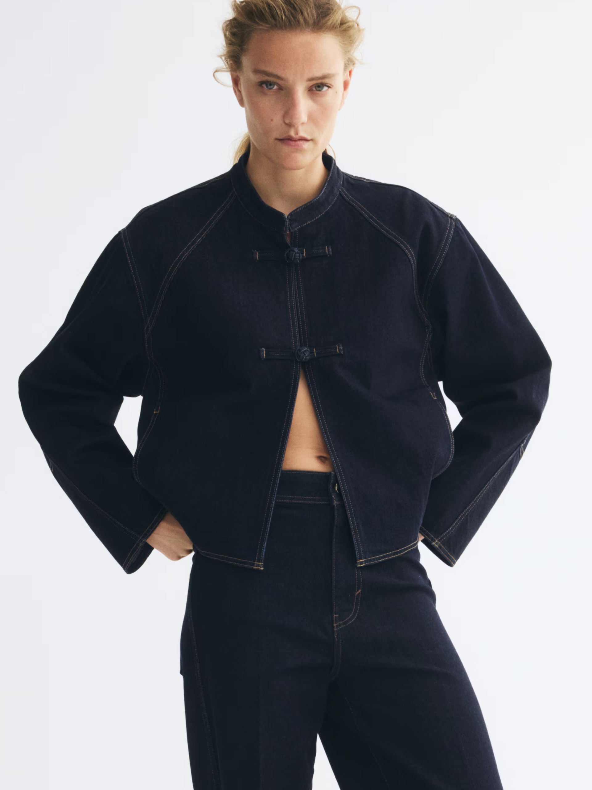 H&amp;amp;M, Knot-Button Denim Jacket