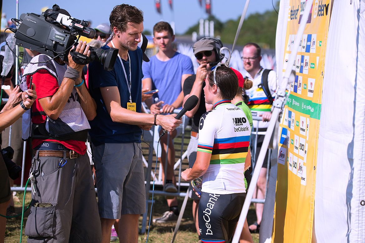 TV interview time for Sanne Cant (Beobank-Corendon)