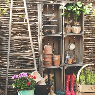 Garden storage made from upcycled wooden crates