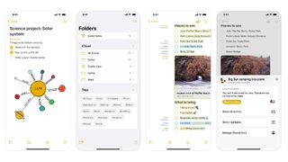 Best note-taking apps, screenshots of Apple Notes