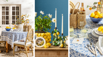 a set of images with lemon-inspired tableware