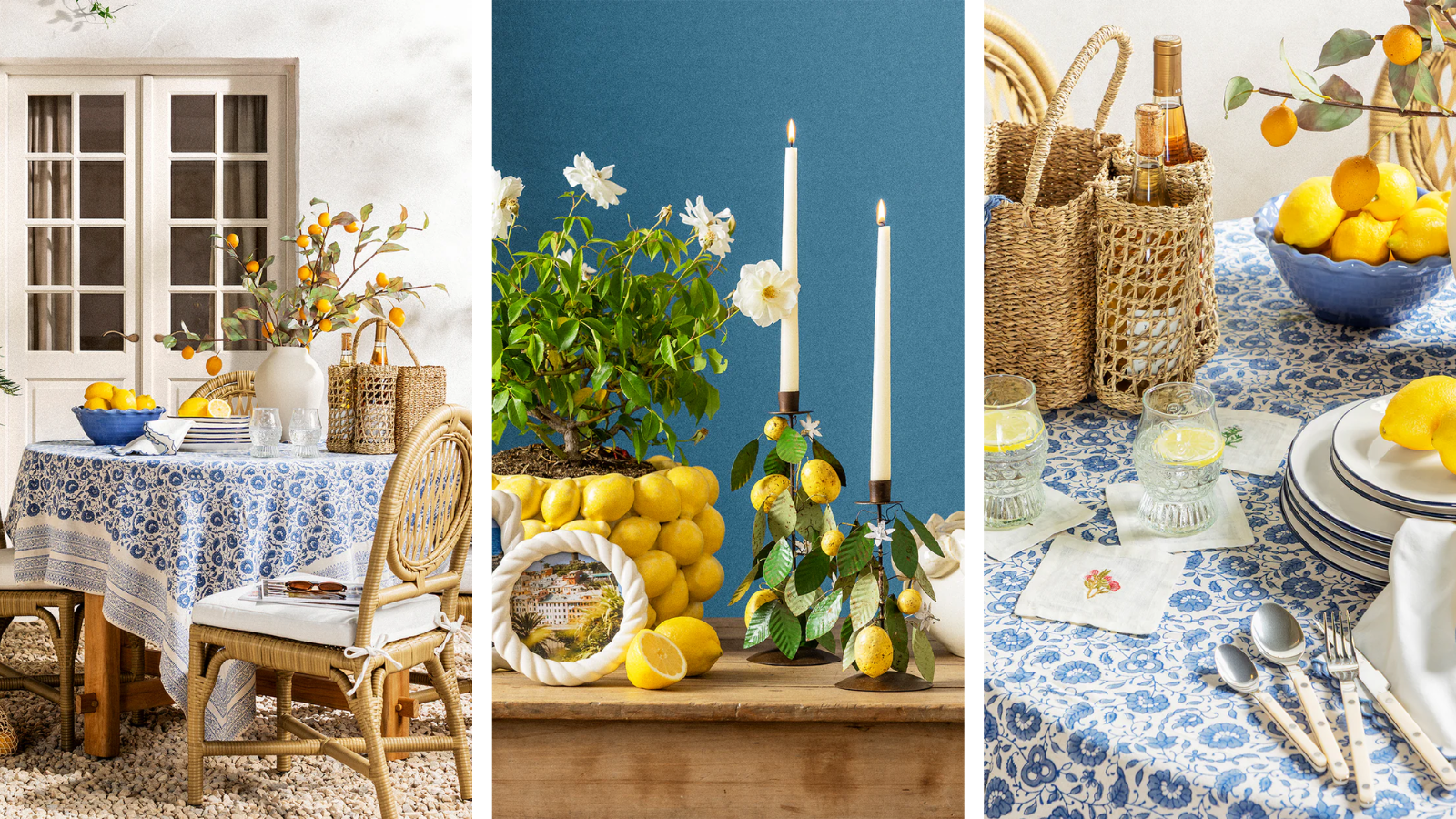 a set of images with lemon-inspired tableware