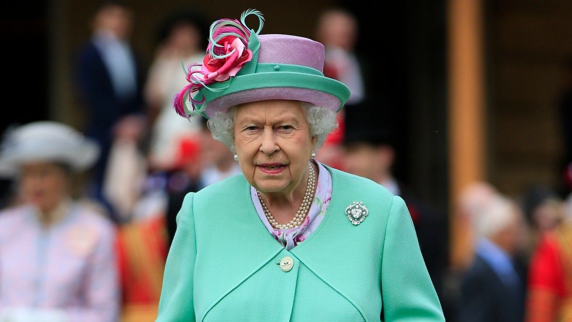 Queen Elizabeth II attends a garden party at Buckingham Palace on May 19, 2016 in London, England