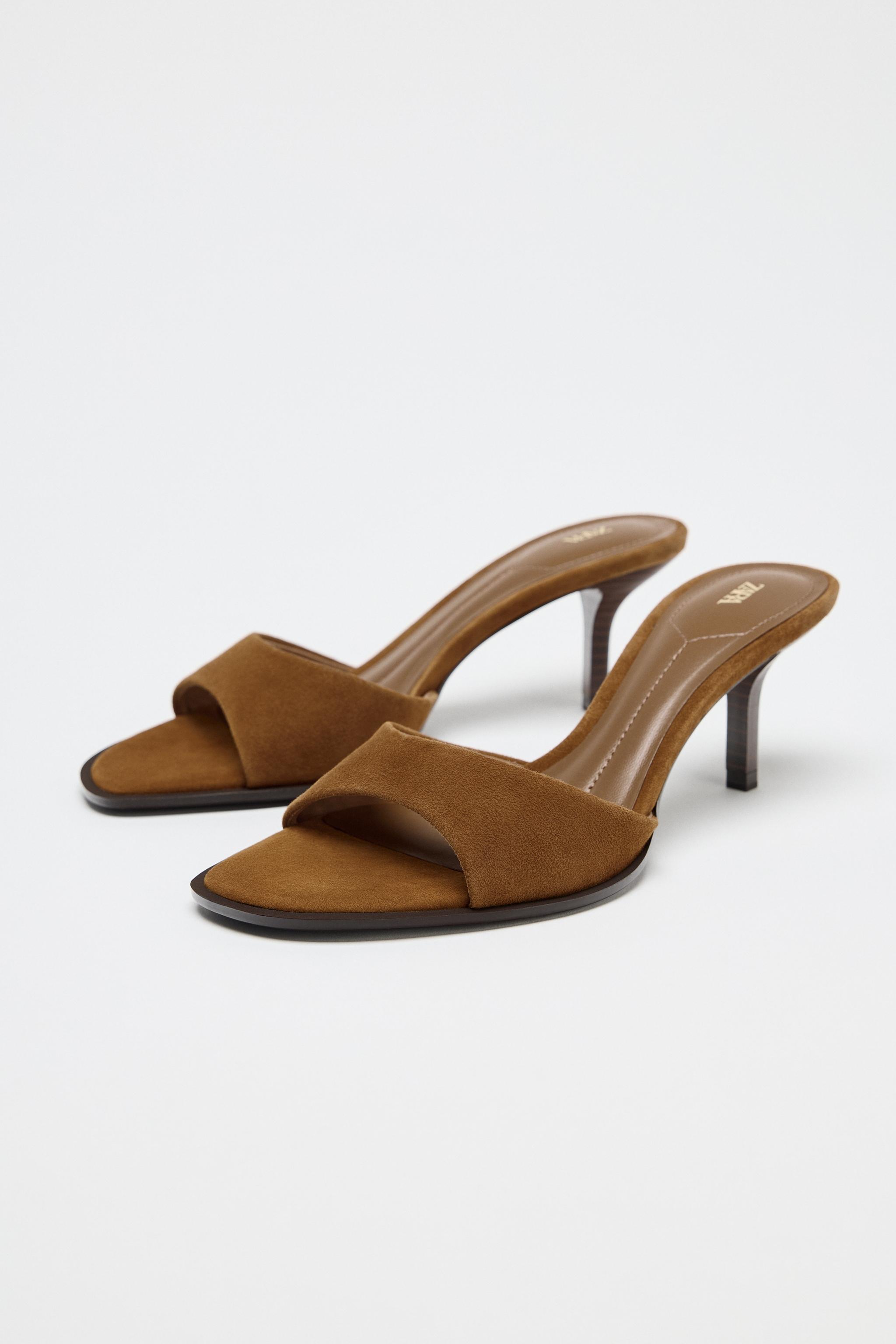 Split Suede Heeled Sandals