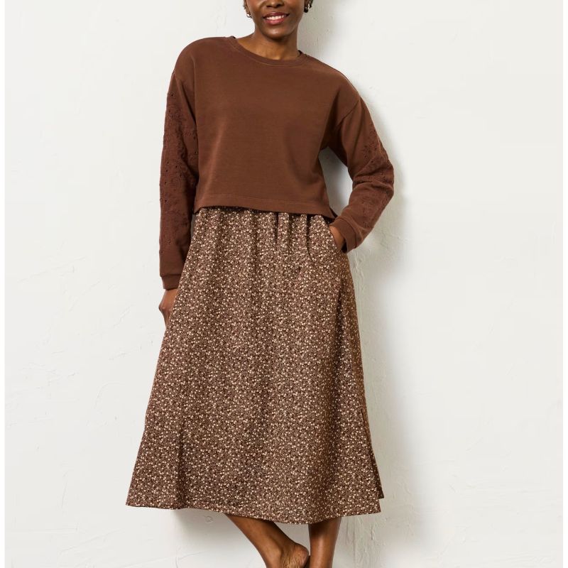 Fatface, Embroidered Ditsy Floral 2 in 1 Midi Dress