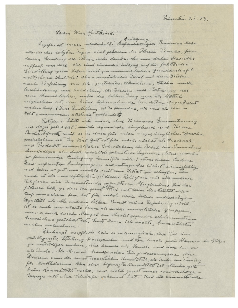 einstein letter