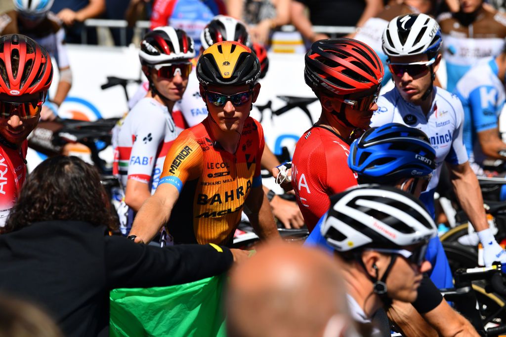 Matej Mohorič (Bahrain-McLaren) lining up at the 2020 Tour de France